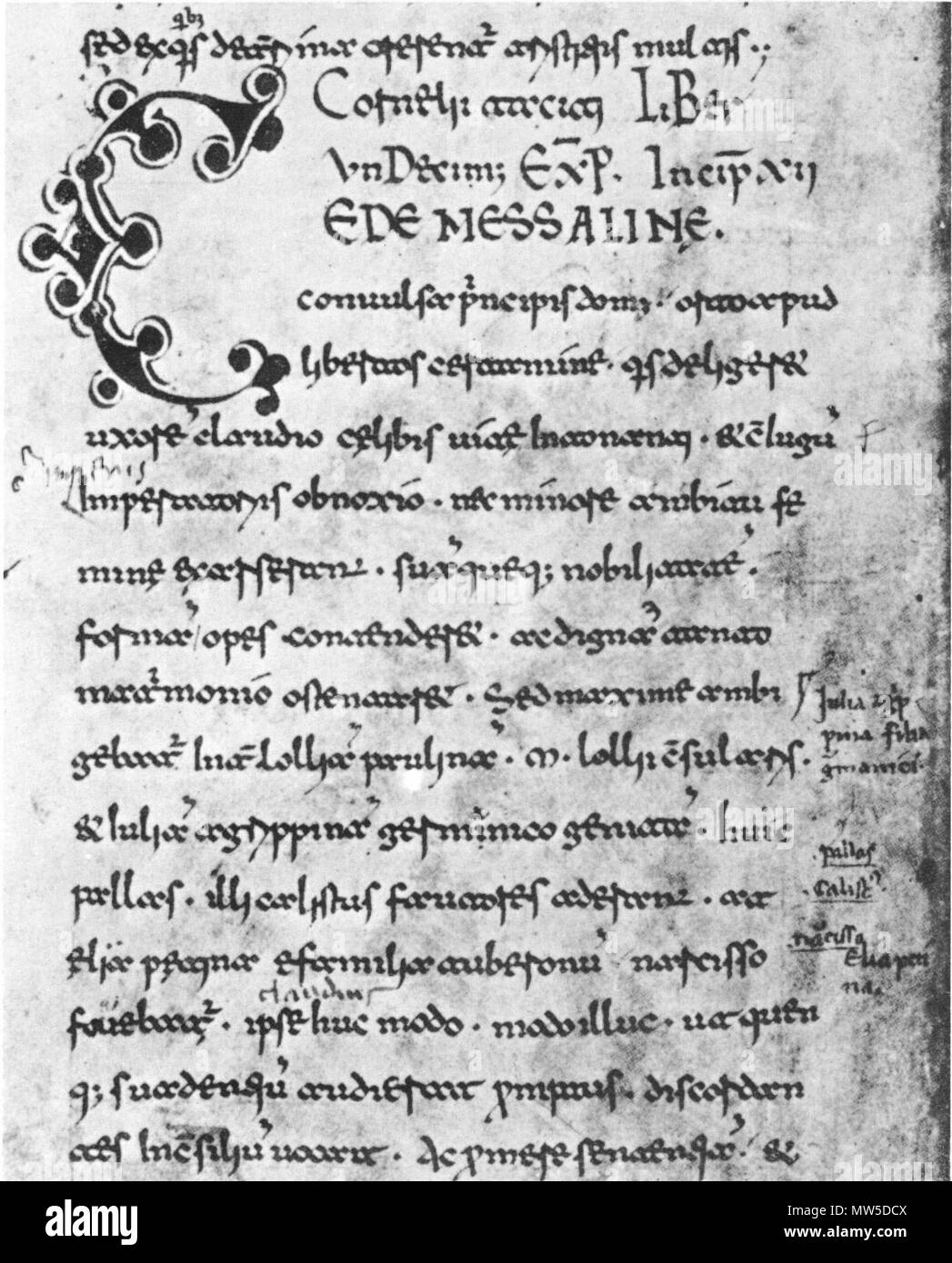 . Anglais : tacite, Annales, la fin du livre 11 und début de livre 12, en ms. Florence, Biblioteca Medicea Laurenziana, plut. 68,2, fol. 6c. English : Tacite, Annales, fin du livre XI et début du livre XII qui évoque les intrigues du palais suite au meutre de Messaline. Extrait du manuscrit florentin à la numéro Biblioteca Medicea Laurenziana à Florence, Italie, plut. 68,2, fol. 6c. Deutsch : Tacitus, Annalen, Ende des 11. und Anfang des 12. Bois, dans der Handschrift Firenze, Biblioteca Medicea Laurenziana, plut. 68,2, fol. 6c. deuxième moitié de 11ème siècle. 585 tacite tacite, Annales, Florence Banque D'Images