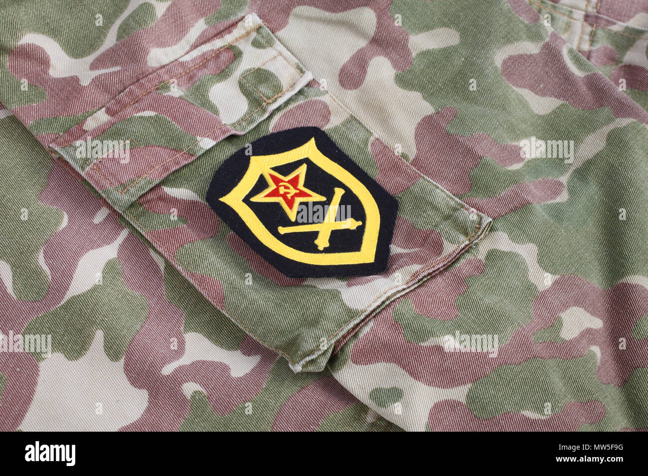 L'artillerie de l'armée soviétique d'épaule sur camouflage Banque D'Images