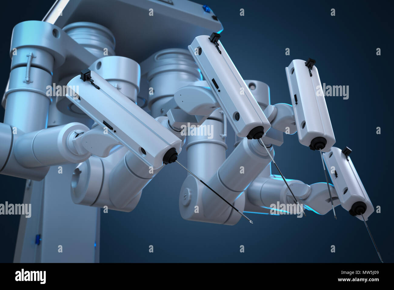 Le rendu 3d la chirurgie robot machine avec quatre bras Banque D'Images