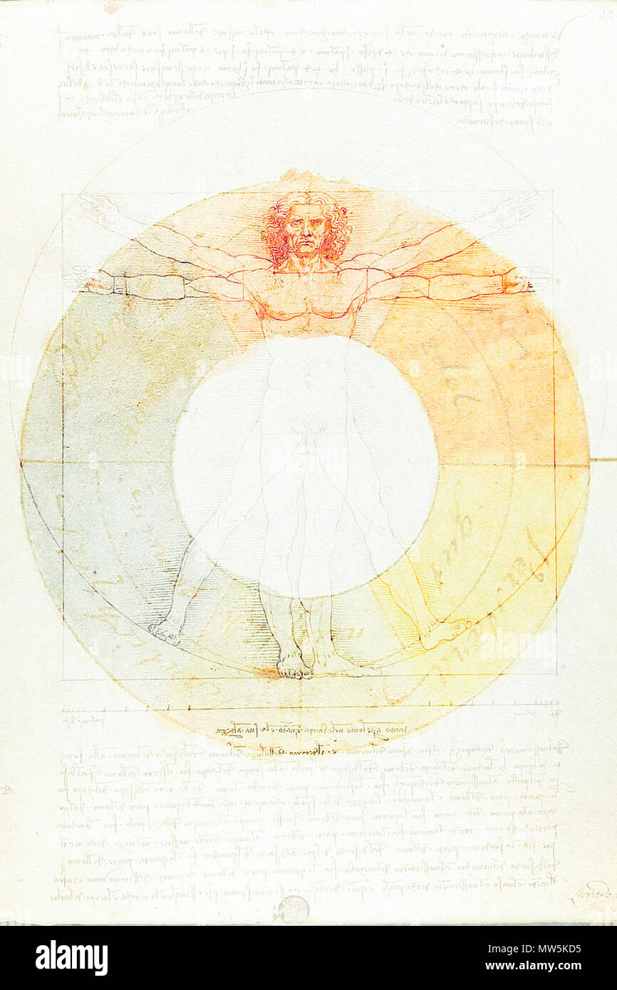 . Anglais : Leonardo da Vinci's Homme de Vitruve avec lavis Couleur de Goethe à l'aide d'une couche de l'écran dans Adobe Photoshop. Les couches de l'écran peut être utile dans la conception graphique et à la création d'expositions multiples dans la photographie. 25 mars 2017, 19:30:03. Da Vinci et Goethe 150 Da Vinci et Goethe Banque D'Images