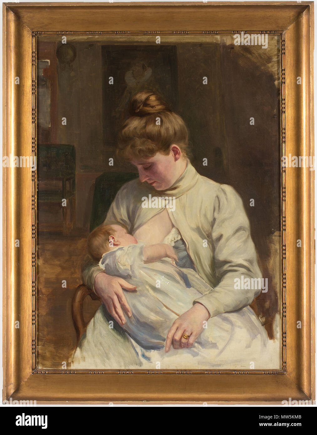 . Anglais : Femme avec enfant. Huile sur toile, 102 x 74 cm. Fin du 19e ou 20e siècle. Bruno Hoppe Hoppe 283 Kvinna med barn Banque D'Images