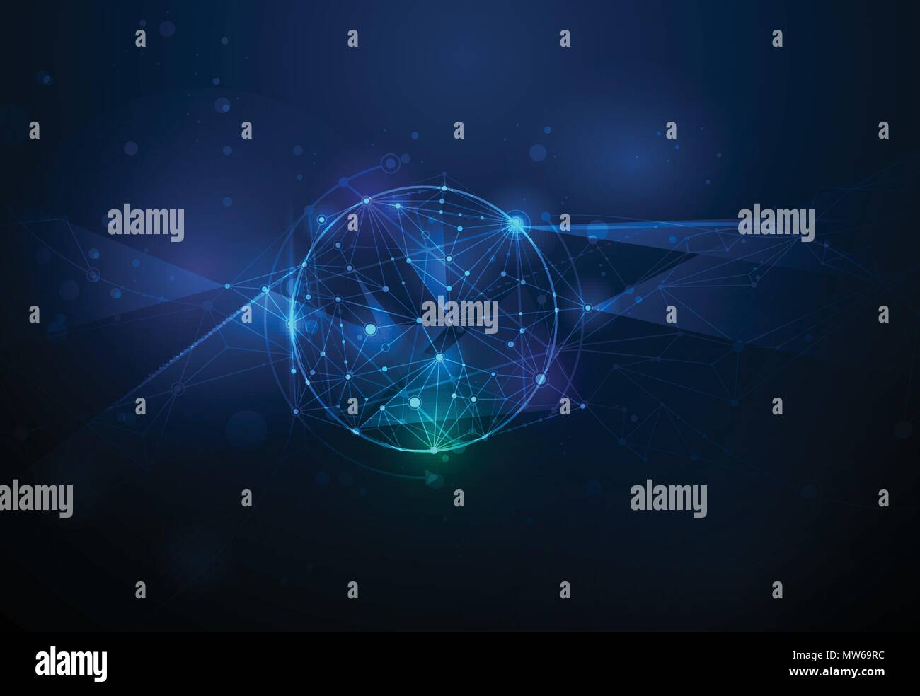 Illustration Résumé des molécules et mesh 3D avec des cercles, des lignes, des formes géométriques, polygonale, Triangle motif. Technologie de communication vecteur conception Illustration de Vecteur