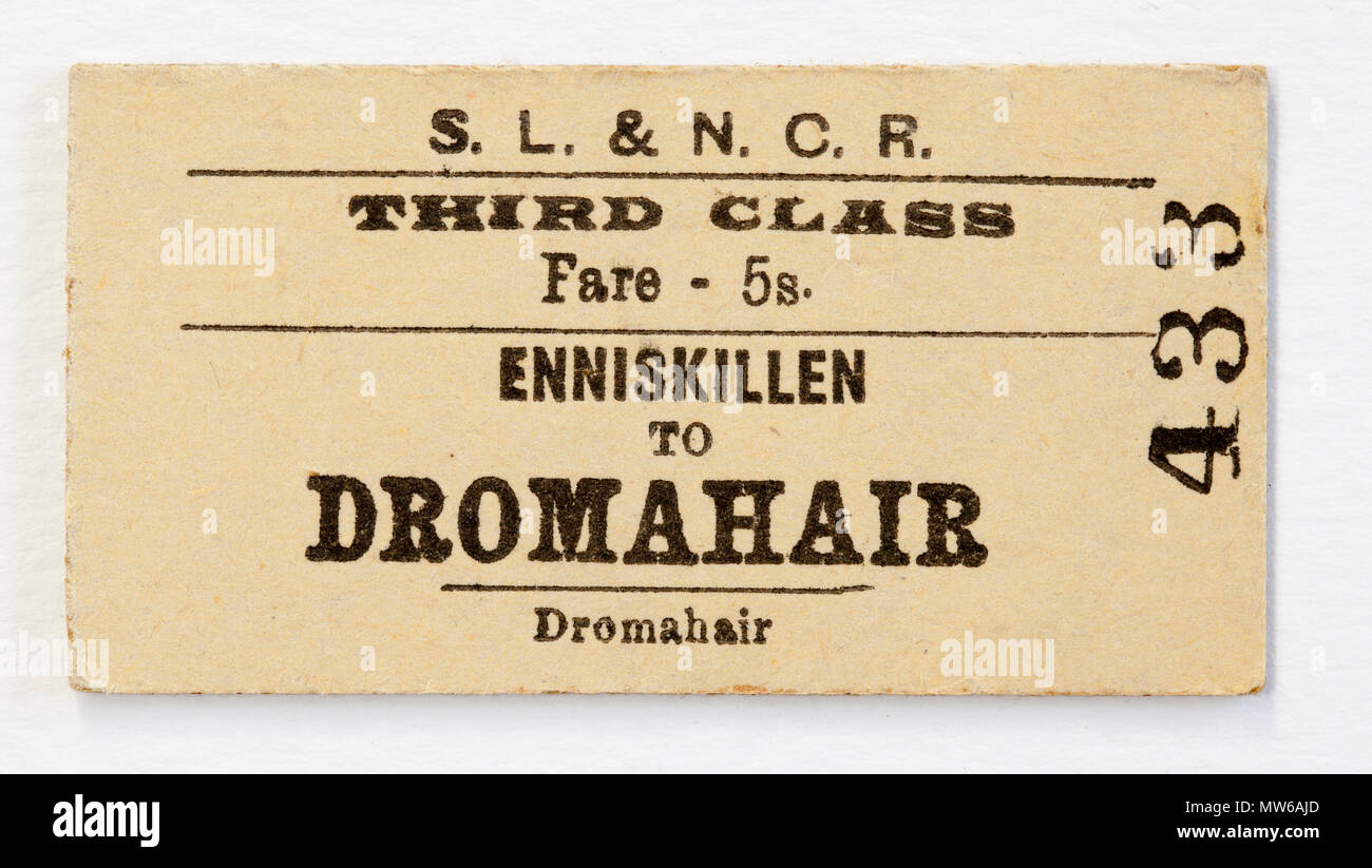 Vintage SL&RCN Railway Train ticket Enniskillen Dromahair Banque D'Images