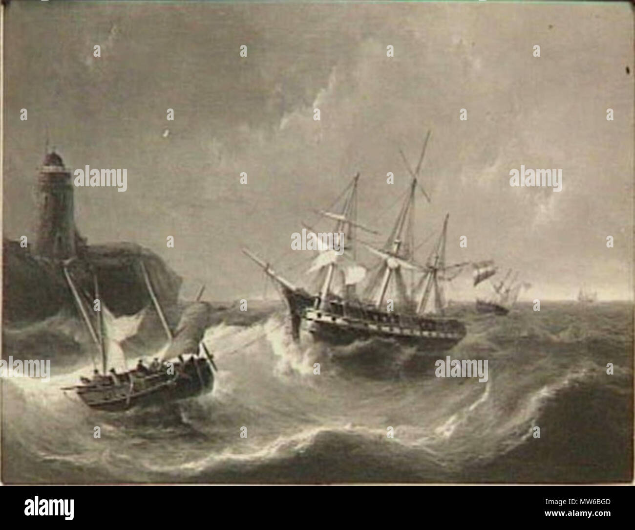 . Nederlands : Woelige zee. huile sur toile. 65 × 92 × 36,2 cm (25,5 in). RCE (B260). Vroeger Rijksmuseum Amsterdam (SK-A-3839). . Entre 1814 et 1874. Christiaan Willem Lodewijk 651 Dreibholtz Woelige zee Rijksdienst voor het Cultureel Erfgoed B260 Banque D'Images