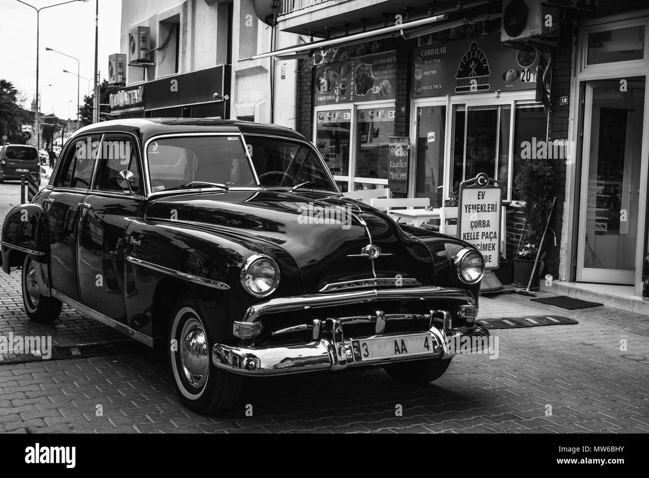Vieille voiture Plymouth noire Banque D'Images