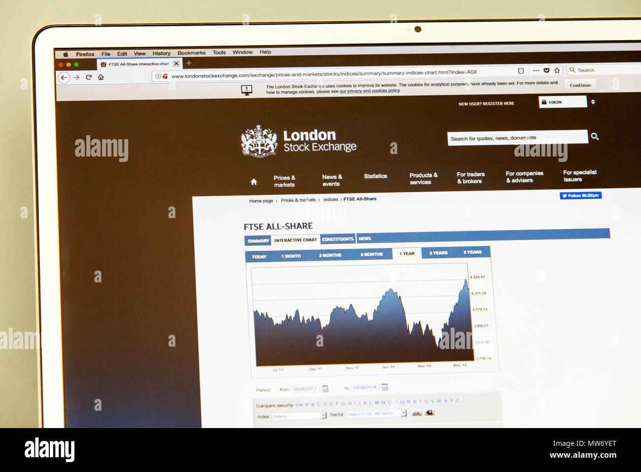 Site web de la Bourse de Londres, London Stock Exchange, page Web, site web, page internet, page d'accueil, web, page, pages, FTSE, actions et parts de marché, Banque D'Images