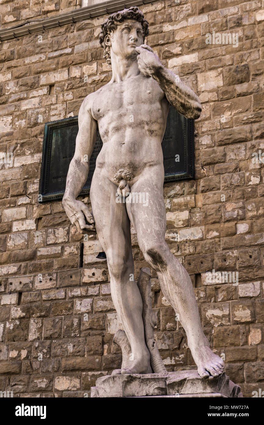 Reproduction de la statue David de Michel-Ange en face du Palazzo Vecchio à  Florence, Italie Photo Stock - Alamy