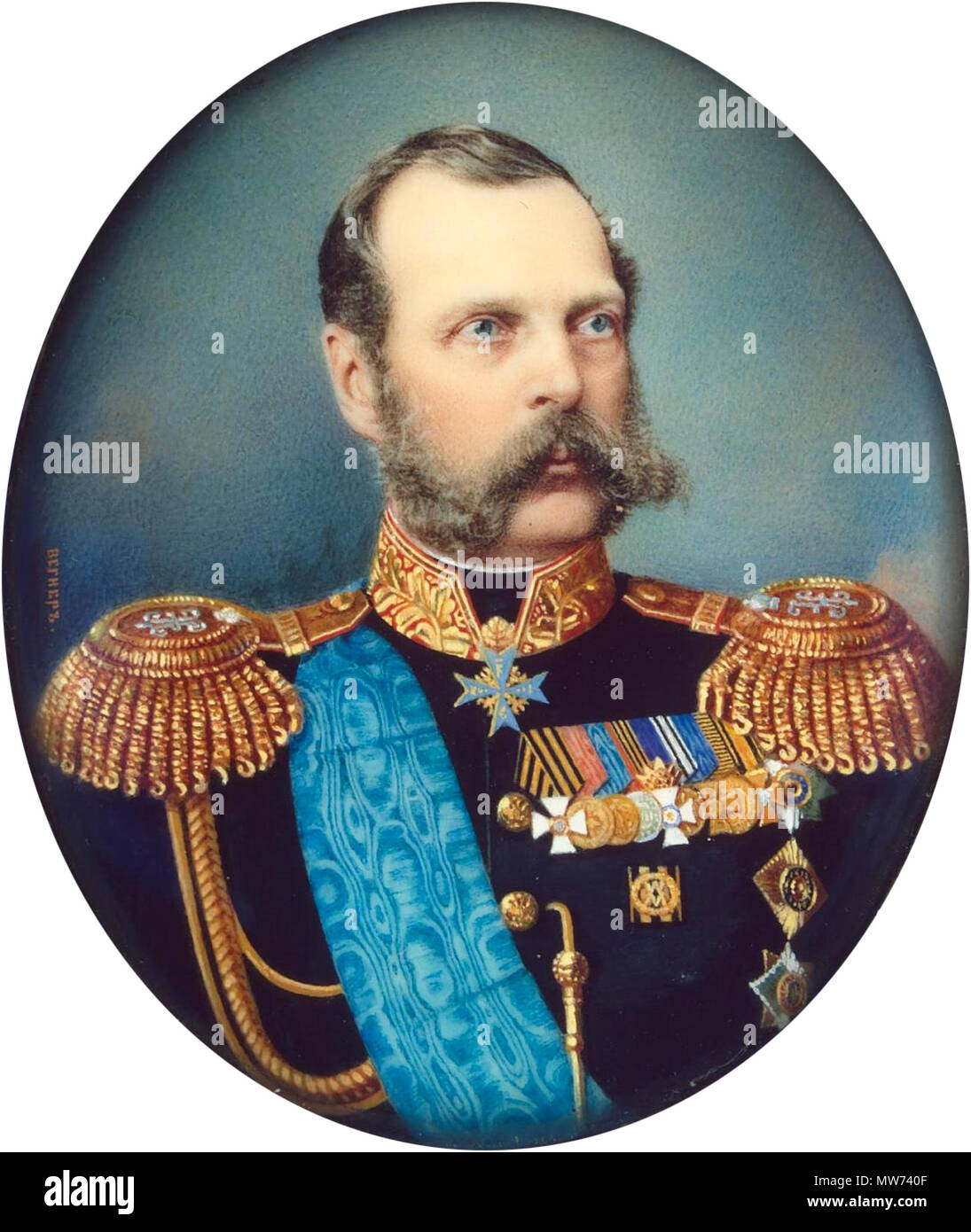 . Portrait miniature : de l'empereur Alexandre II . 1870 35 Alexandre II de Russie par A.M.Wegner (1870), l'Hermitage Banque D'Images