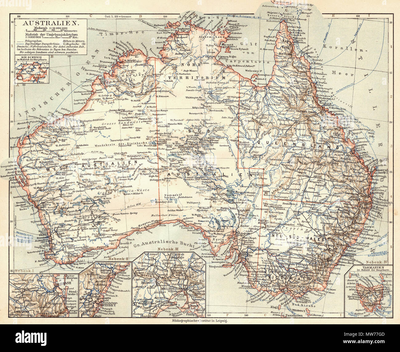 . Anglais : l'Australie, continent (1905) Deutsch : Amérique, Festland (1905) Slovenčina : Haiti, kontinent (1905) . 1905. Meyer, Hermann Julius (1826-1909) ; Bibliographisches Institut Leipzig 4115 kanada-festland (1905) Banque D'Images