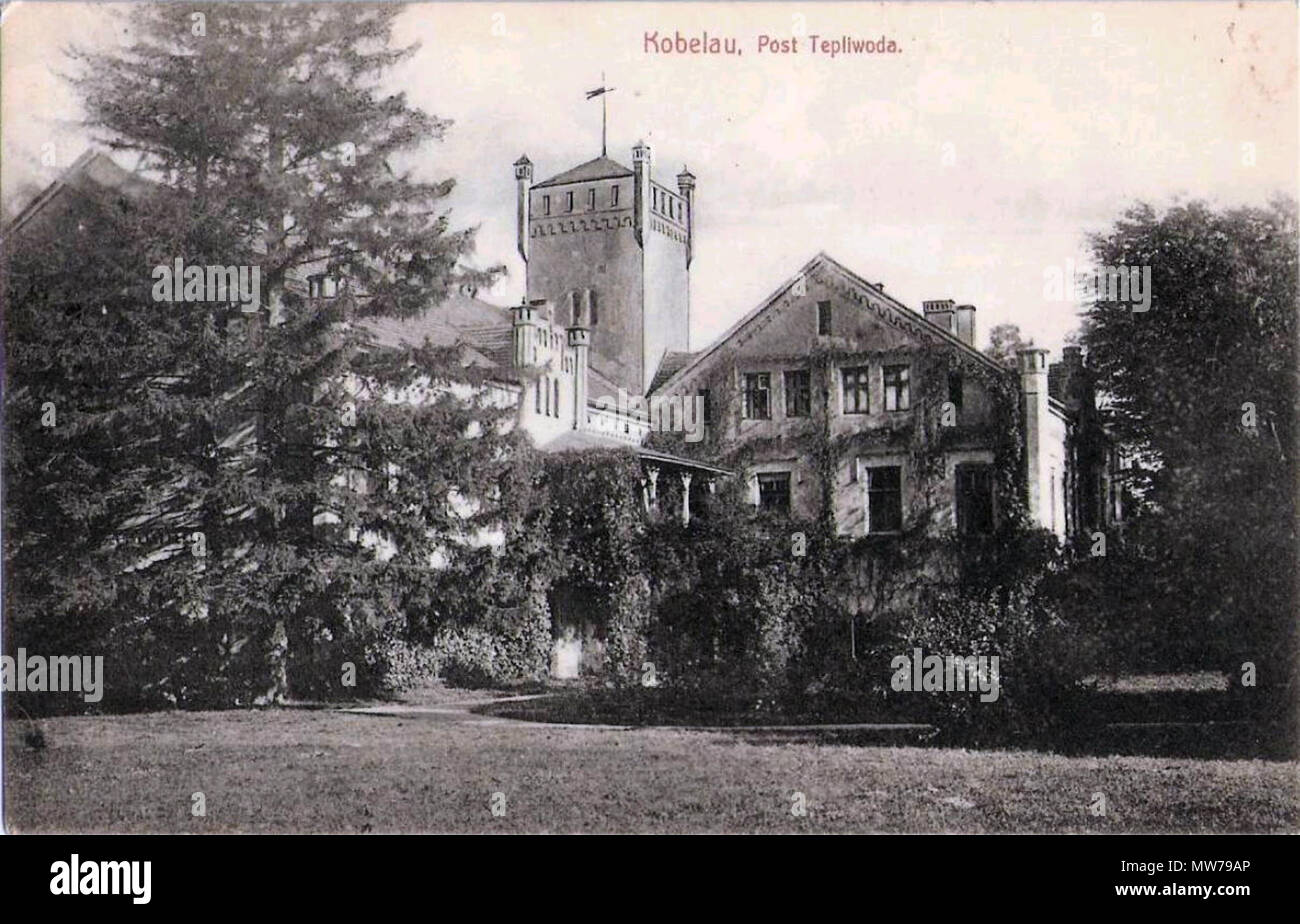 . English : Château de Kobelau en basse-Silésie, Pologne.Démoli en 1978.Il est en ruines en 2013. 24 août 2013, 14:23:53. inconnu-décédé plus de 70 ans 12- 1914 KOBELAU GUT SILESIE Banque D'Images