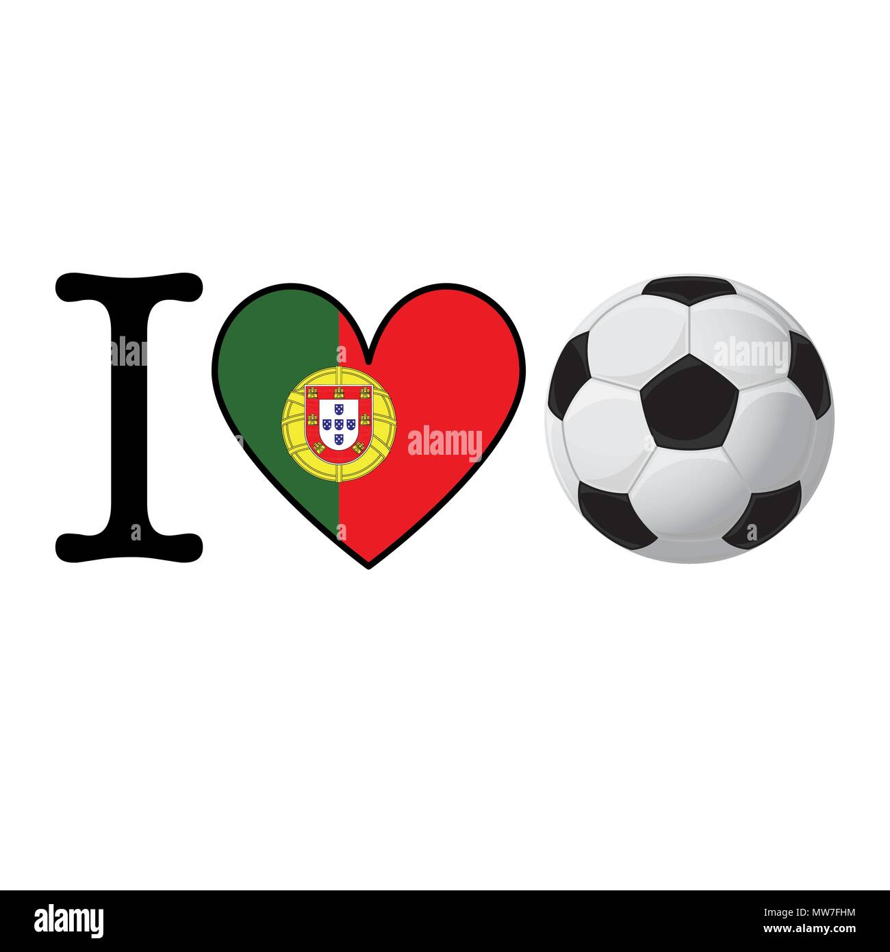 Je coeur bannière Football drapeau avec le Portugal. Concept aiment le foot  Image Vectorielle Stock - Alamy