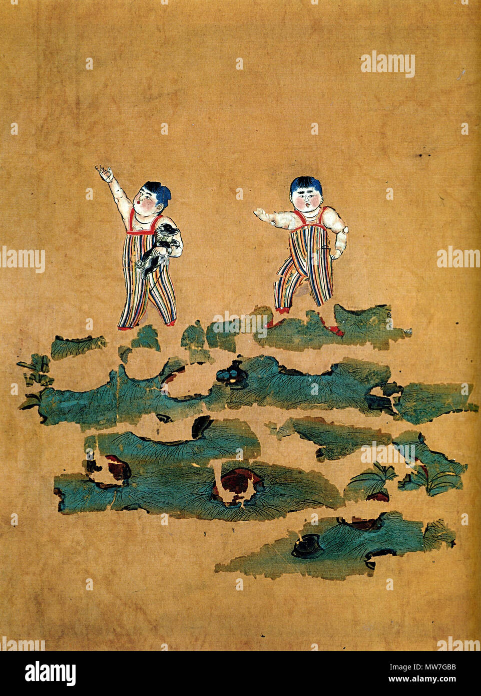 . Anglais : Lits enfants 中文（繁體）‎ 雙童圖 : . c. 74449 Anonymous-Astana Graves Enfants Lits Jumeaux Banque D'Images