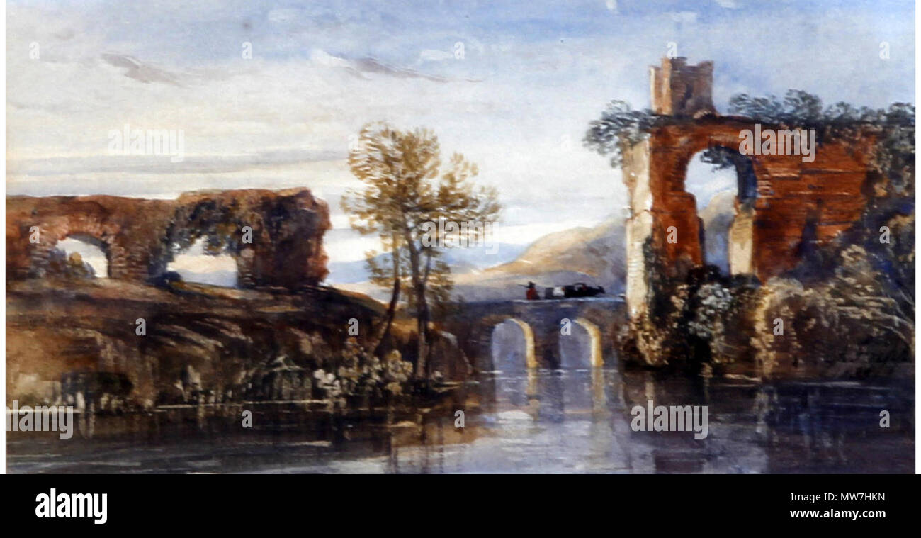 . English : 'Aqueduc de campagne. Aquarelle 12 x 20 cm (4 3/4 x 7 7/8po). 1835. George Arthur Fripp (1813-1896) 54 Aqueduc de campagne par George Arthur Fripp Banque D'Images