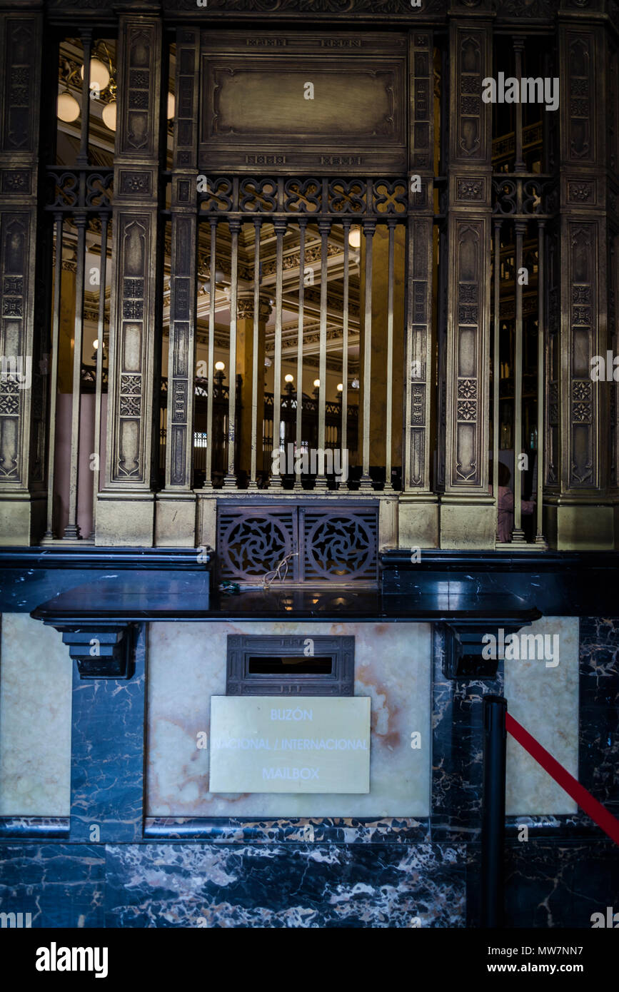 Palais de la poste de la ville de Mexico, également connu sous le nom de "Correo Mayor' ou bureau de poste principal, Letterbox, Mexico, Mexique Banque D'Images