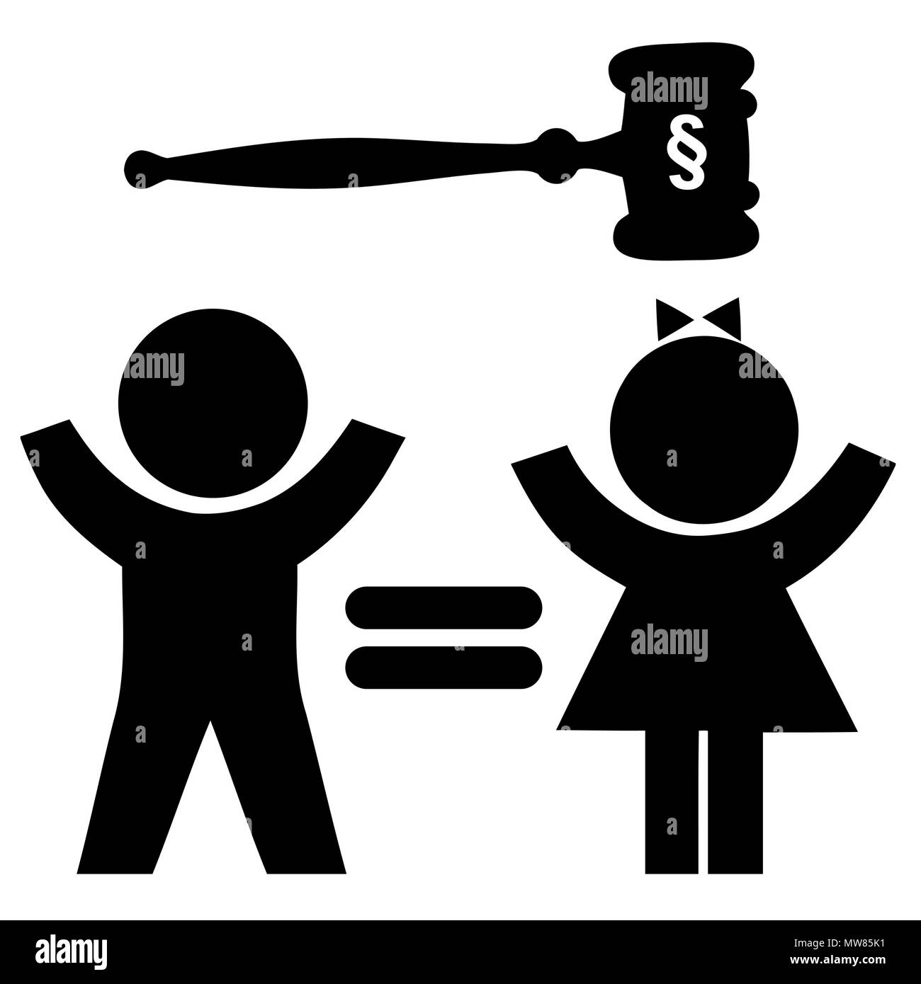 Symbole de l'égalité entre les hommes et les femmes les enfants Banque D'Images