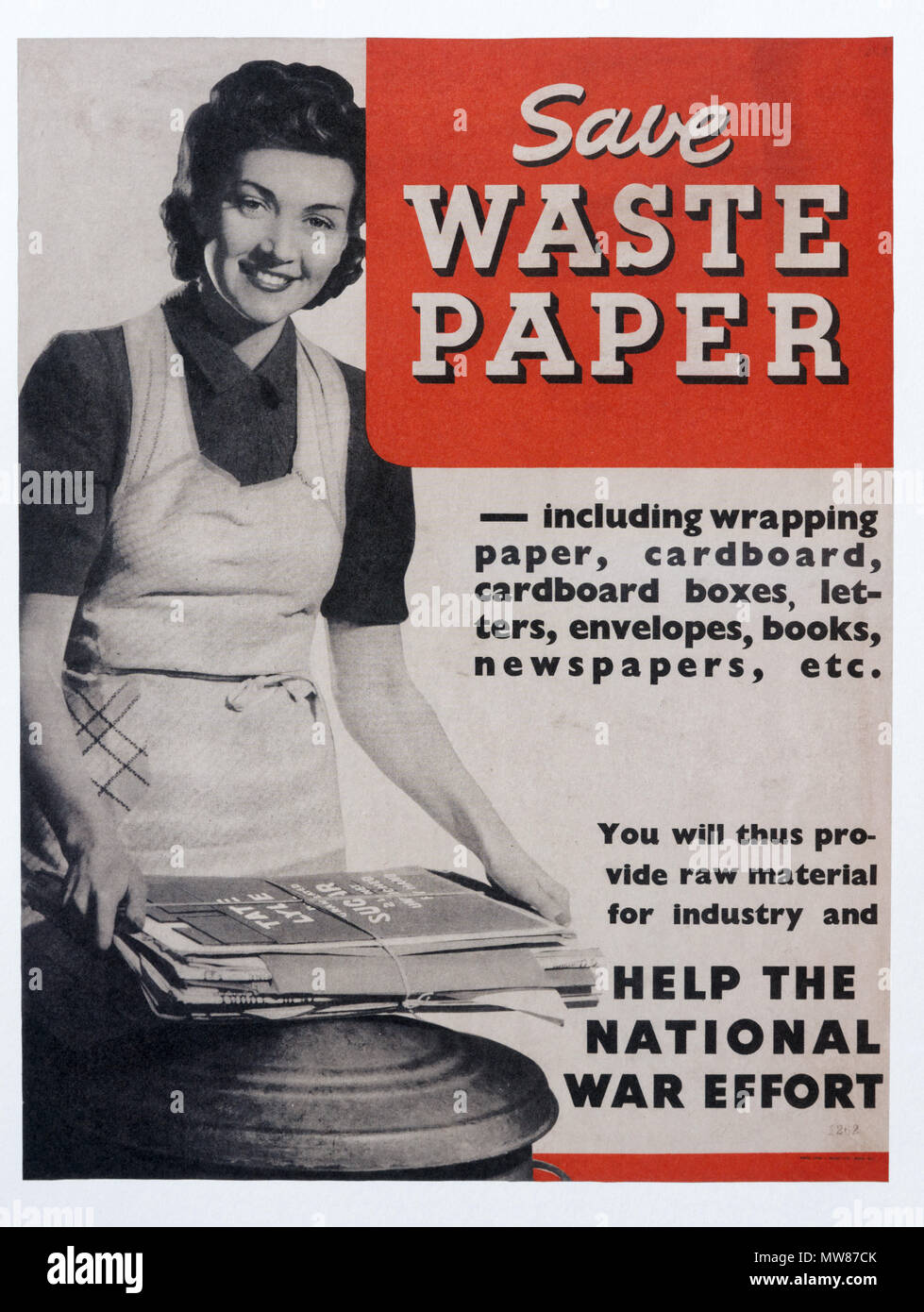 Une seconde guerre mondiale affiche annonçant la récupération, et le recyclage des déchets de papier - Enregistrer les déchets de papier Banque D'Images