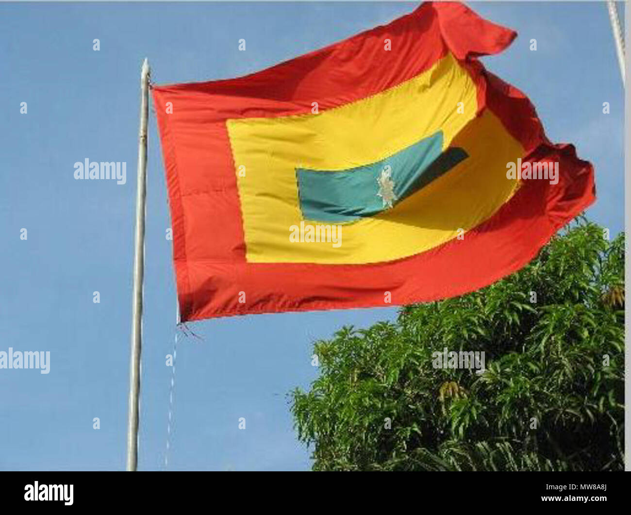 . Español : bandera malambo . bandera oficial del municipio, se elegio a través de concurso público, estoy buscando datos sobre quien gano el concurso 71 Banderamalambo Banque D'Images