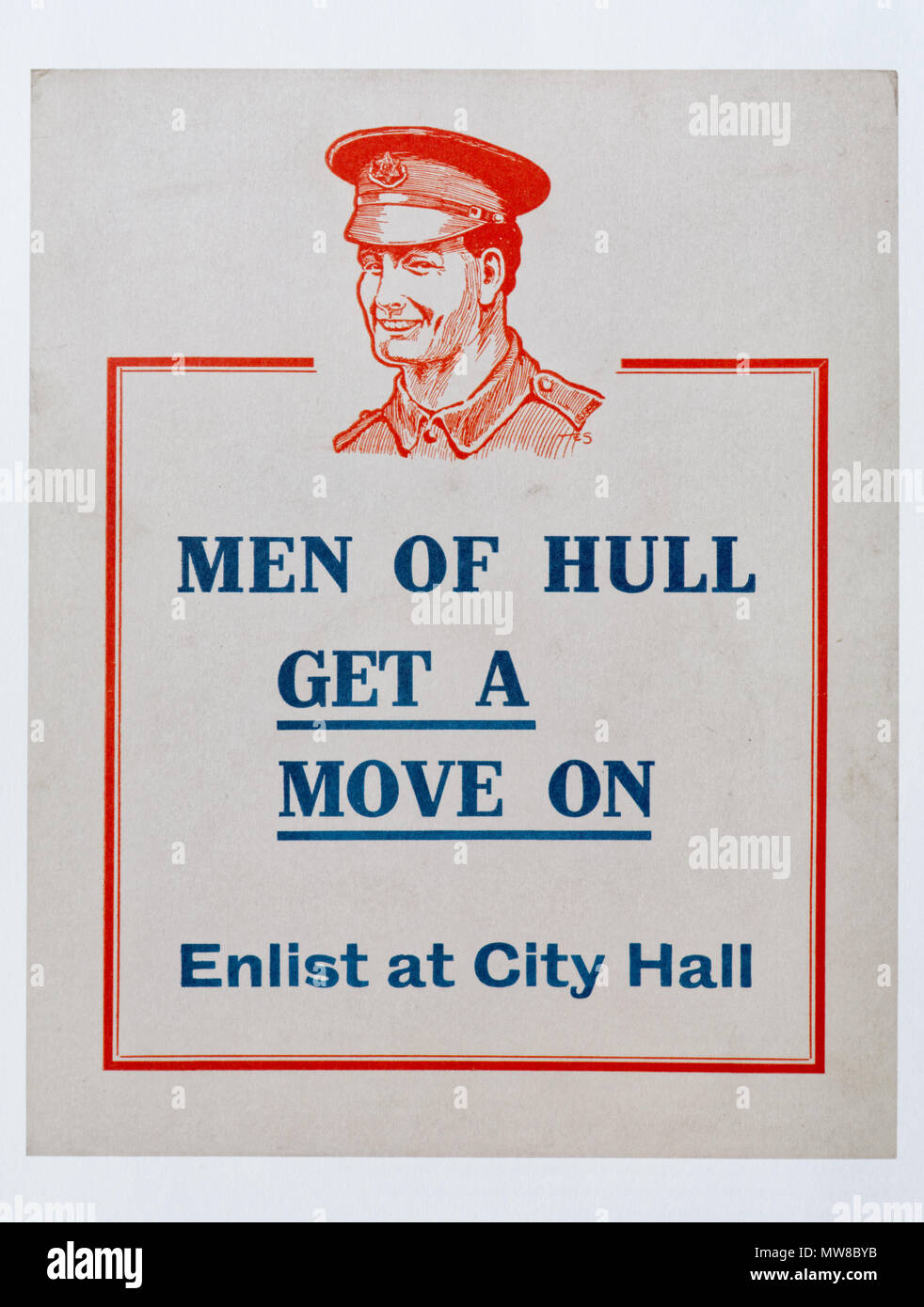 La première guerre mondiale, un appel aux volontaires de l'affiche à Hull pour rejoindre Banque D'Images