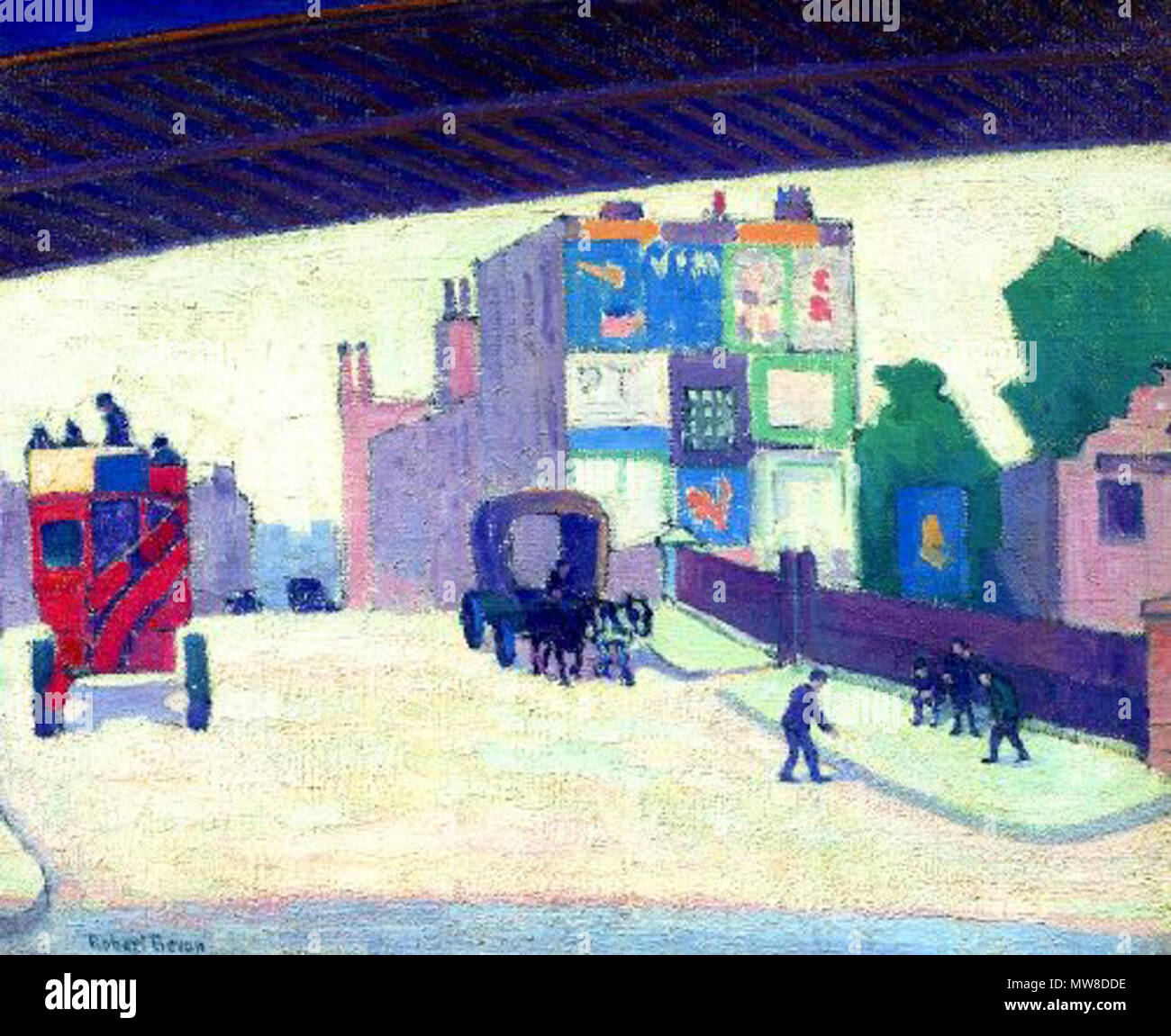 . Deux ponts . Daté vers 1912-1913. La vue est que l'on croit être de Chalk Farm Road, à la jonction avec la route Castlehaven à Camden Lock. vers 1912 83 Bevan-Two-ponts Banque D'Images