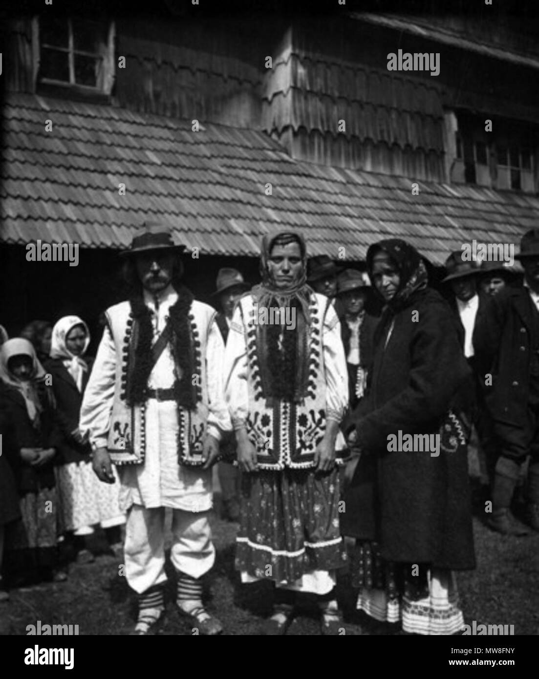 . Anglais : Boykos. Subethnic Western-Ukrainian groupe de Highlanders des Carpates. Українська : Бойки. Західно українські верховинці Карпат-з. Старовинна листівка. Avant-guerre. Inconnu 95 Boykos 2 Banque D'Images