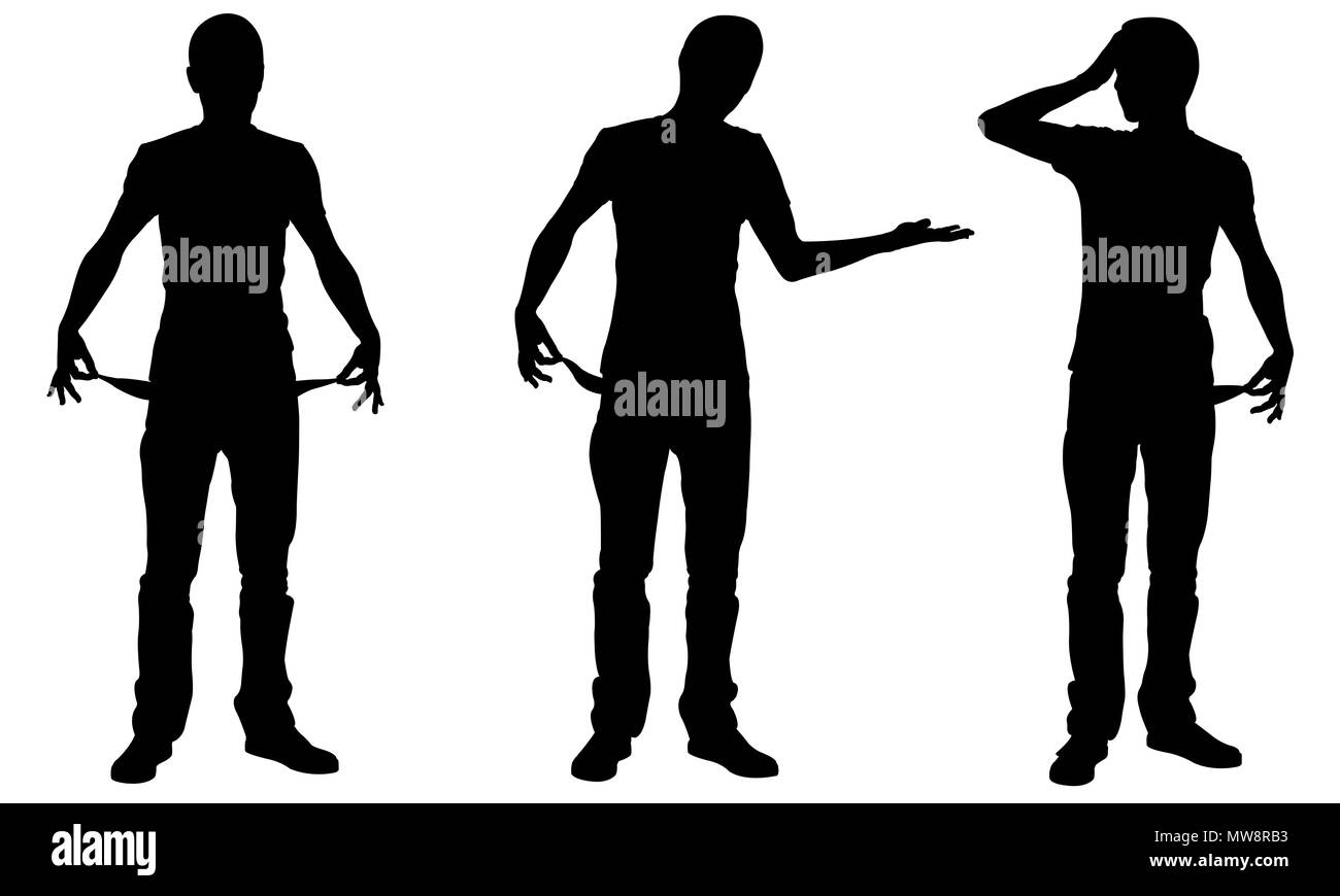 Des silhouettes d'hommes en faillite isolated on white Banque D'Images