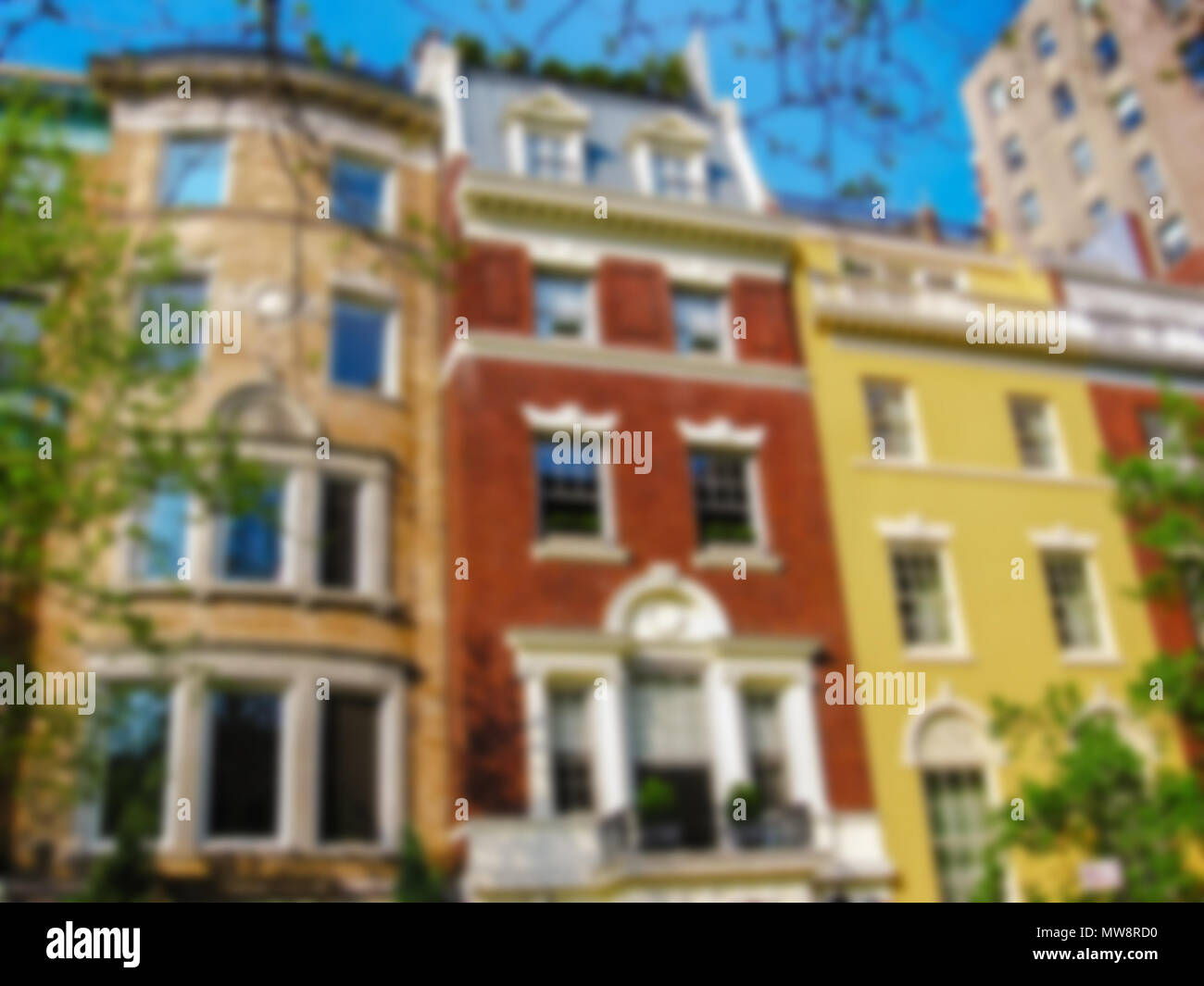 D'un arrière-plan coloré historique la façade de l'immeuble dans Lower East Side, New York City, United States. Trouble intentionnellement post-production pour l'effet de flou. Banque D'Images