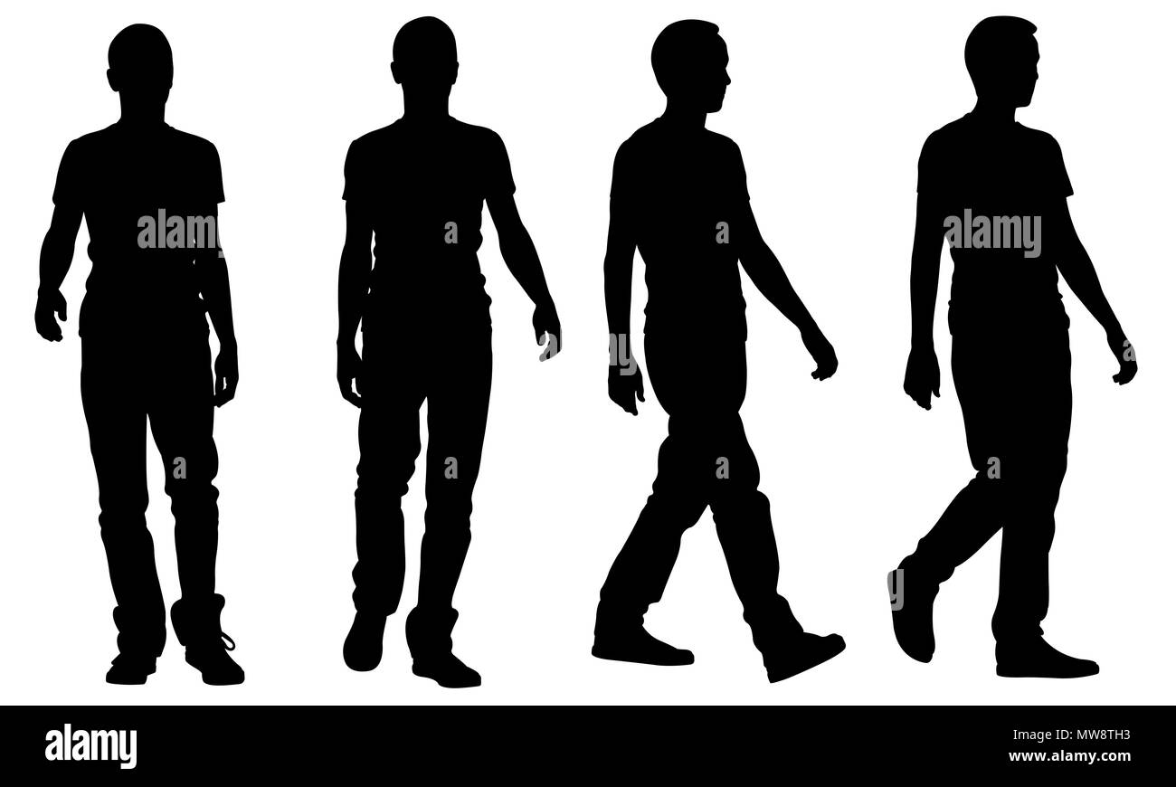 Silhouettes de quelques gens isolated on white Banque D'Images