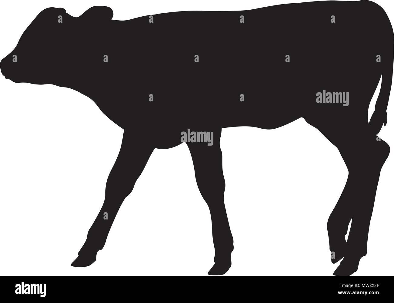 Silhouette veau isolated on white Illustration de Vecteur