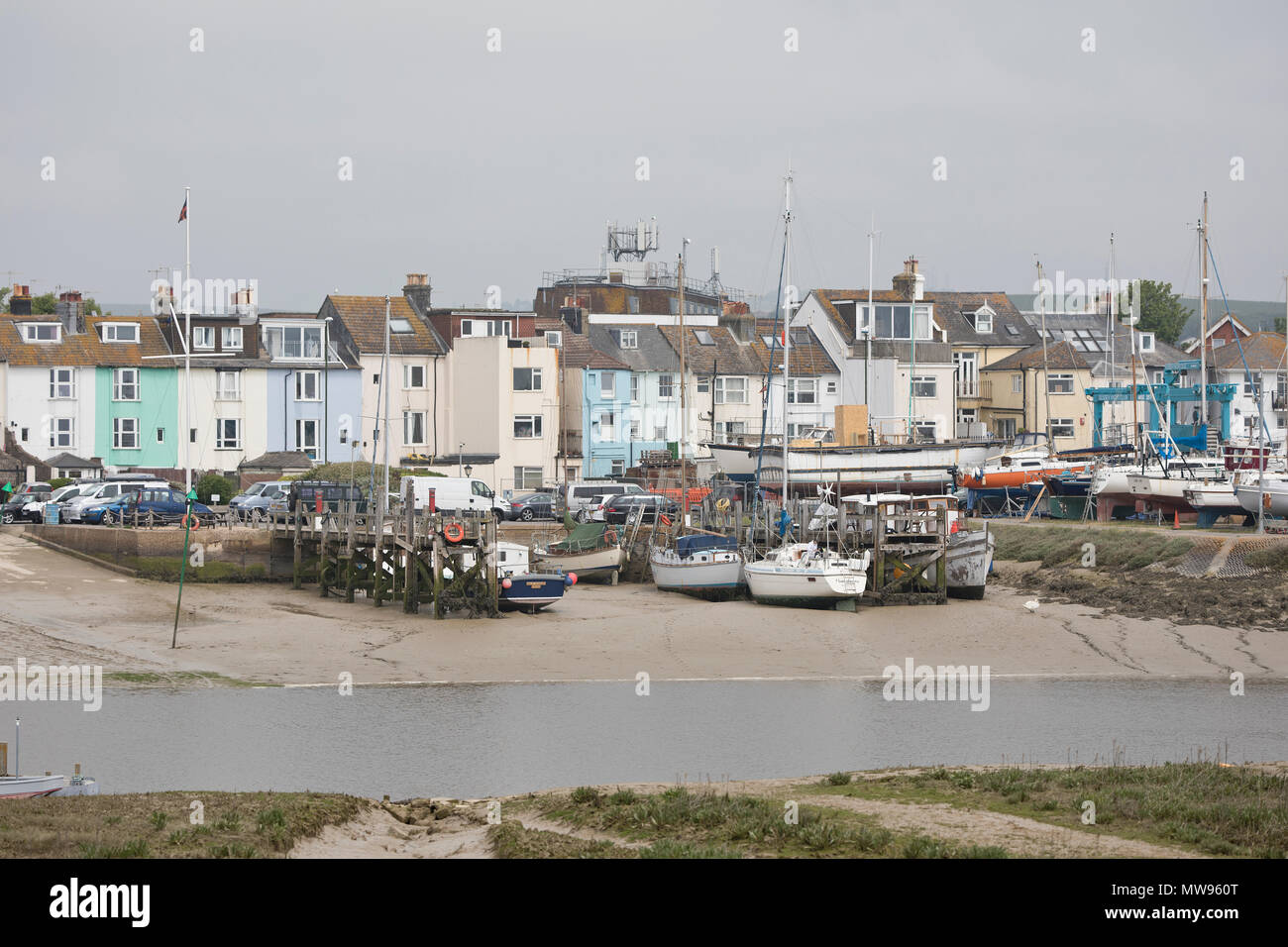 Avis de Shoreham-by-sea à partir de la rivière Adur, West Sussex, UK, Mai 2018 Banque D'Images