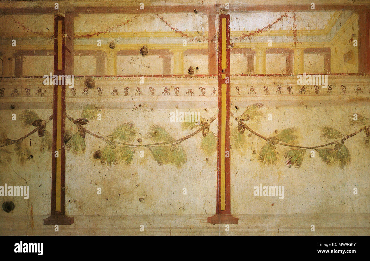 . Fresque romaine, Maison d'Auguste, Colline du Palatin . Scan 07/2007. Inconnu 116 Casa di Augusto2 Banque D'Images