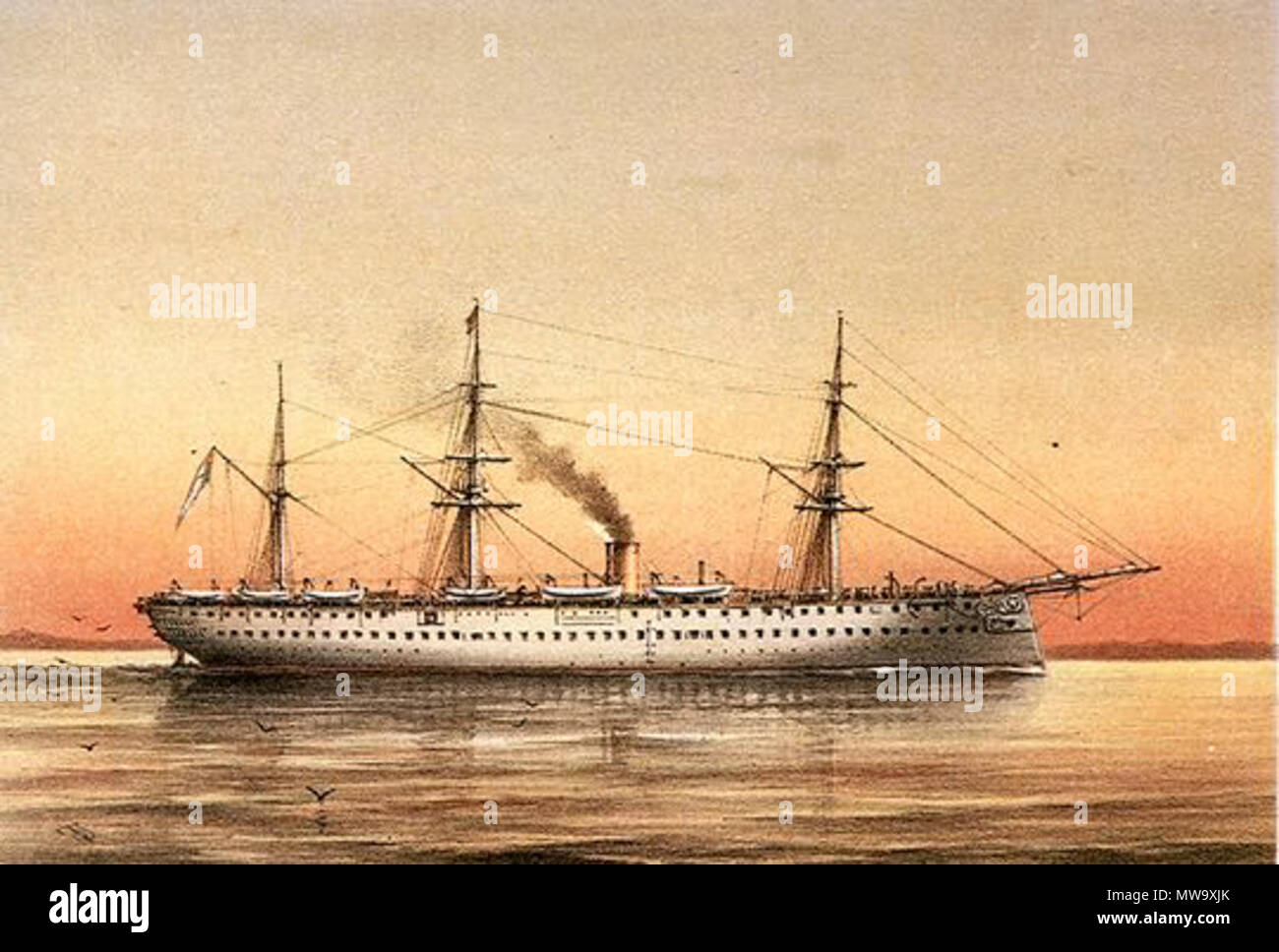 . Anglais : transport de troupes britanniques bateau HMS Crocodile. avant 1895. William Frederick Mitchell 147 Crocodile HMS (1867) Banque D'Images