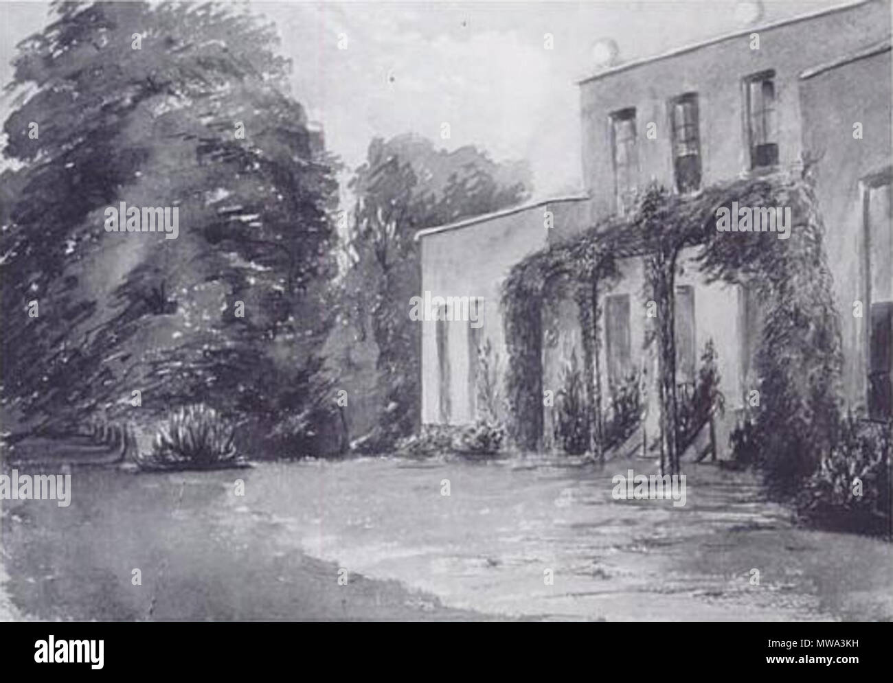 . Anglais : Aquarelle de Charlton, Londres. 19e siècle. Nina Hislop, 'avec la permission du Conseil de la bibliothèque d'histoire locale de Greenwich' 124 Charlton aquarelle Banque D'Images