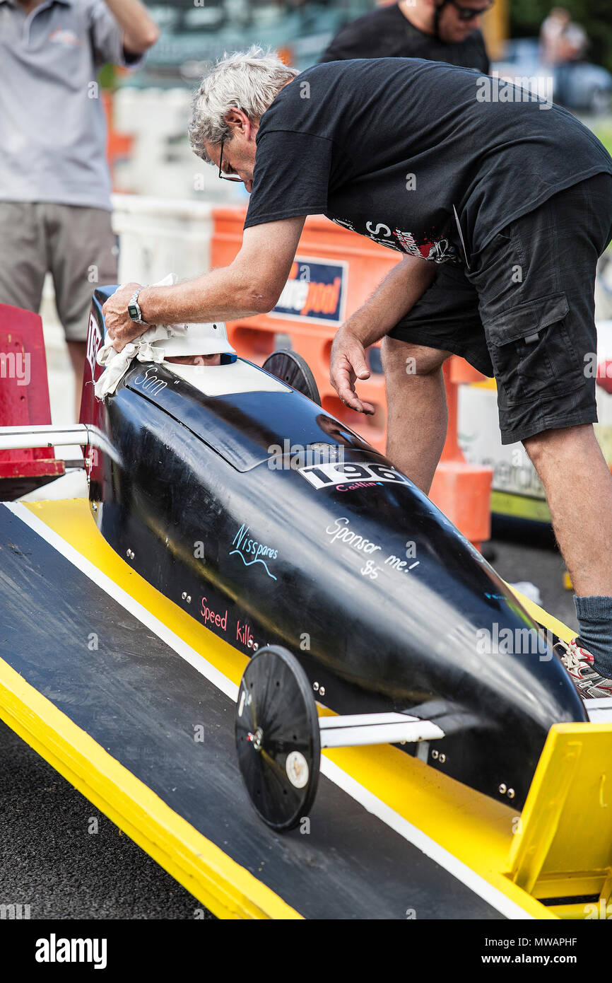 Le club Rotary 2015 Whangaparaoa parrainé Soap Box Derby à Stanmore Bay pendant le week-end du 28 mars 29th.Stanmore Bay est une banlieue balnéaire de gr Banque D'Images