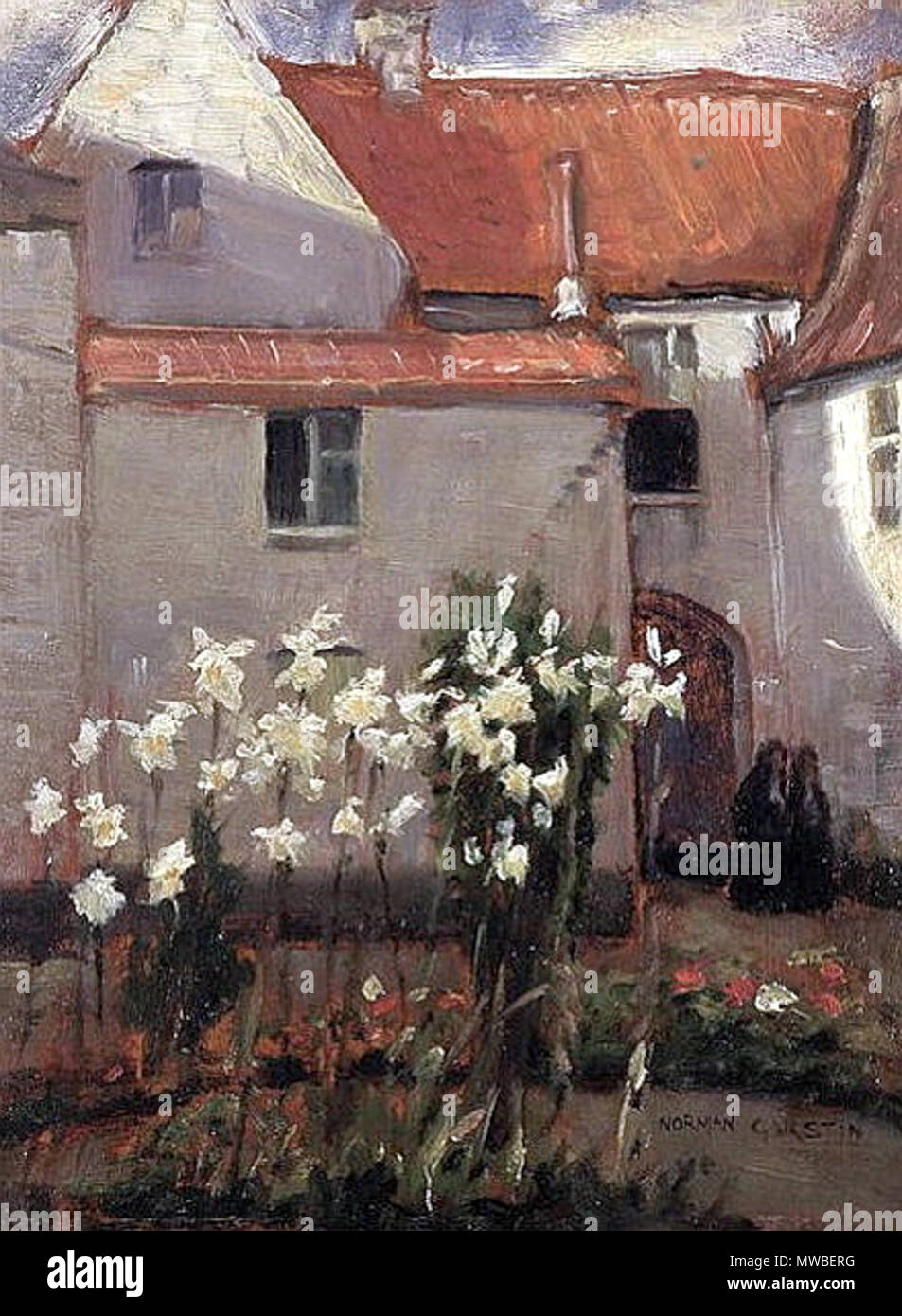 . Lys Madonna . Date inconnue. Norman Garstin 234 Norman Garstin - Madonna Lilies Banque D'Images