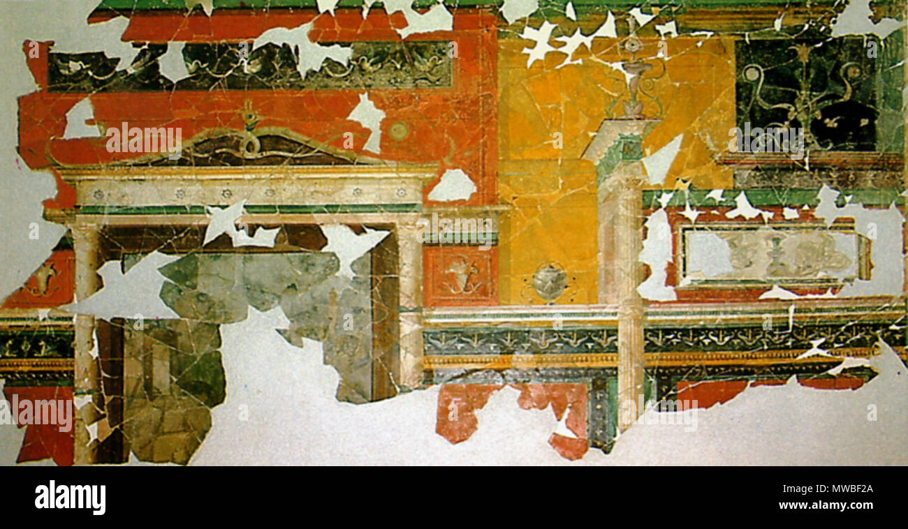 . Fresque romaine, Maison d'Auguste, Colline du Palatin . Scan 07/2007. 167 Domus-Augusti-Cubiculum inconnu Banque D'Images