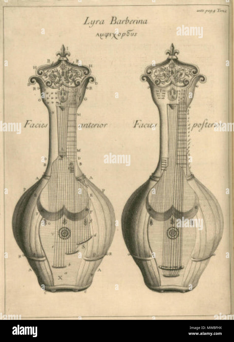 . Anglais : lyre expérimental appelé 'Lyra Barberina' dans le traité écrit par G.B.Doni dans ca.1643 et publié pour la première fois en 1763 . 19 août 2012. inconnu (non spécifiés dans l'ancienne édition) 167 Doni-lyra-barberina Banque D'Images