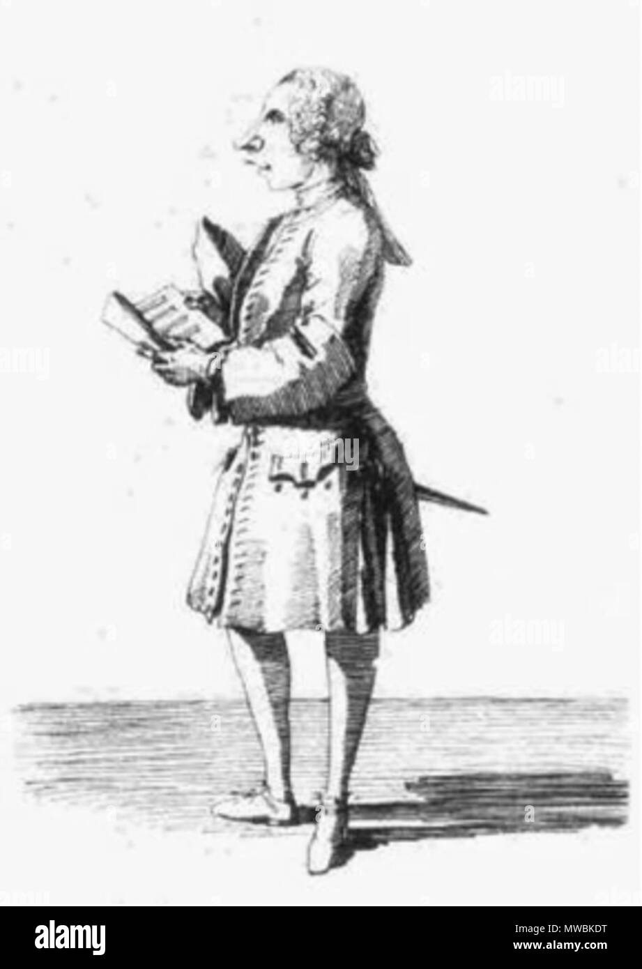 . Español : Caricatura del castrat Farinelli por Pier Leone Ghezzi . 18e siècle. Leone Ghezzi 181 El castrat Farinelli Banque D'Images