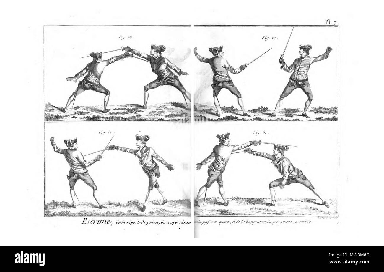 188 Encyclopédie méthodique - Arts académiques, Escrim Pl 7 Banque D'Images