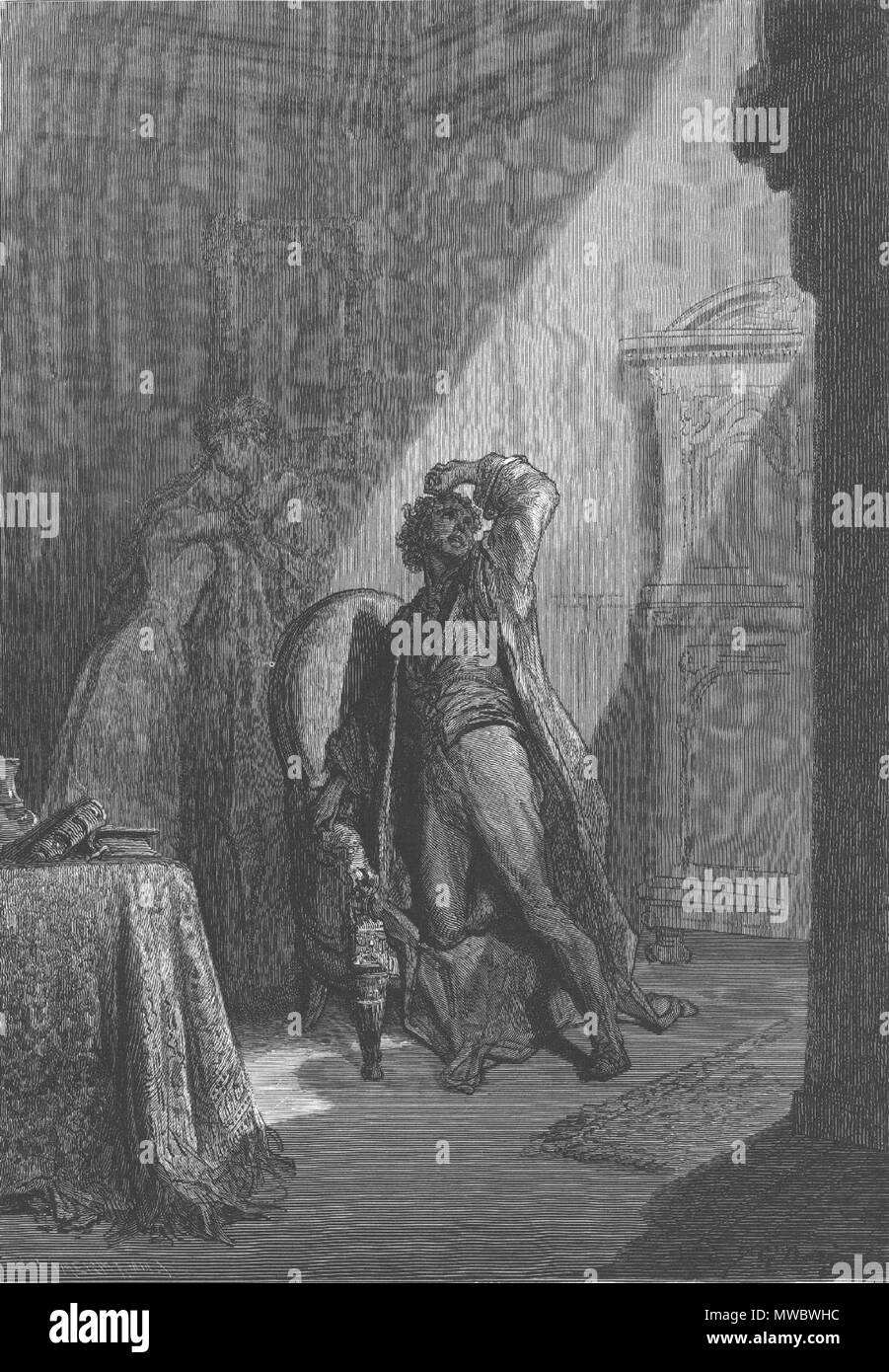 . Illustrations pour une édition 1884 de E. A. Poe's 'The Raven'. Illustrationen mit Ausgabe von E. A. PDE "Der Rabe von 1884". Illustrations dessinées pour une édition de "Le Corbeau" d'E. A. Poe, 1884. Août 2008. Artiste : Gustave Doré (téléchargement initial par McLeod) 168 Dore Le Corbeau 1884-23 Banque D'Images