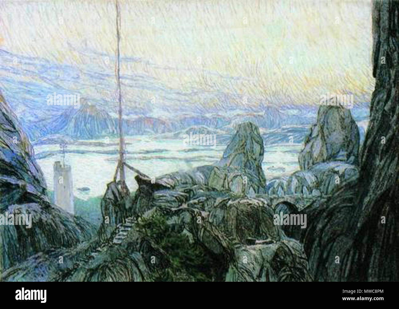 . Фиорды. 1905 Эскиз драме декорации к Г. «Ибсена Дочь моря» картоне пастель Бумага на,. 54 x 76 см Государственный центральный театральный музей им. А.А.Бахрушина . 1905. А. Fruen Головин 230 fra havet par A. Golovine 02 Banque D'Images