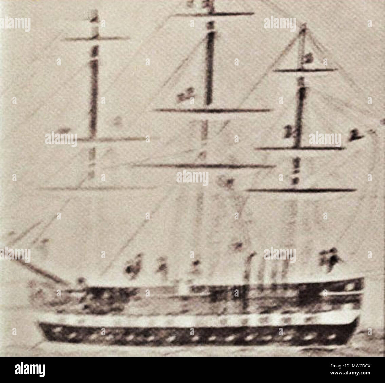 . Anglais : navire français dans Ryukyu en 1846 . 1846. 1846, peintre japonais anonyme 221 navire français en 1846 Ryukyu Banque D'Images