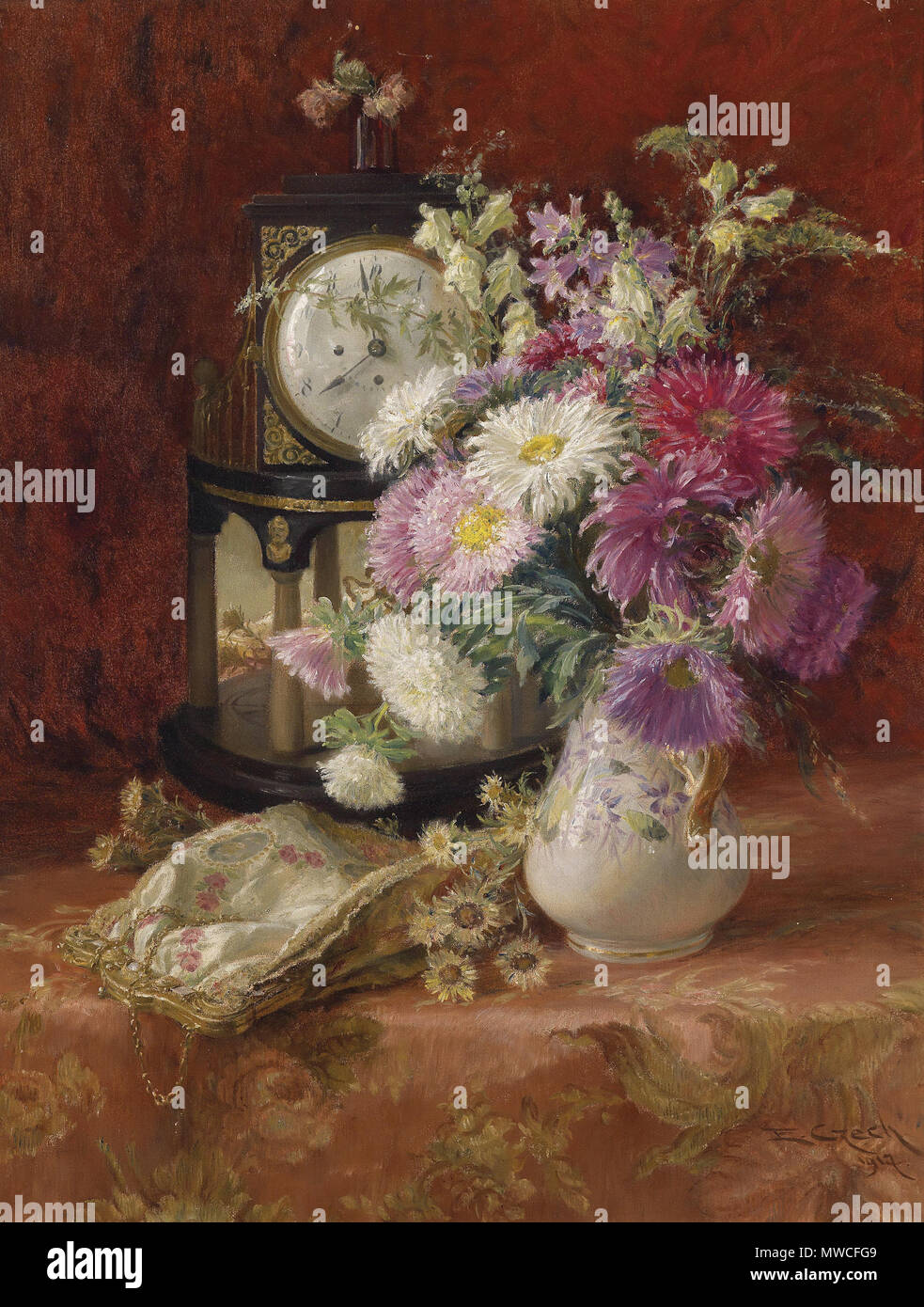 . Allemand : Stillleben mit antiker Uhr . 1917. Tchèque Emil (1862-1929) 185 tchèque Emil Stillleben mit antiker Uhr 1917 Banque D'Images