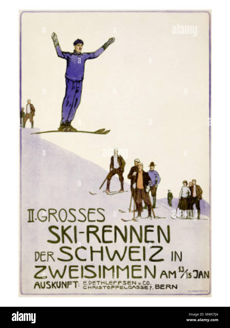 . Nederlands : Affiche : II. Grosses-Ski) der Schweiz à Zweisimmen suis 13/15 jan. . Emil Cardinaux (1877-1936) 185-Emil cardinaux-edition)-der-schweiz-ski Banque D'Images
