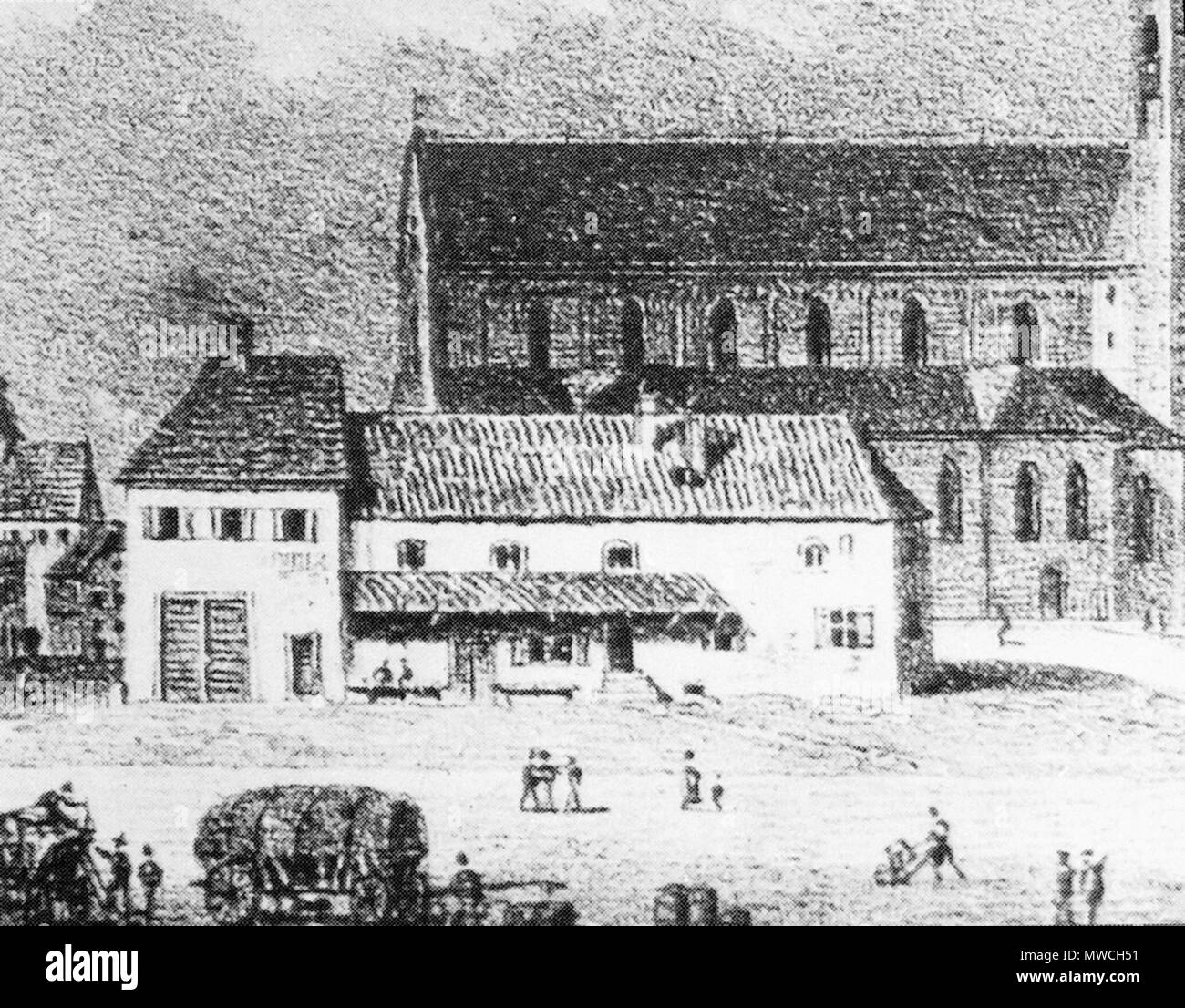 . Deutsch : Erasmuskapelle in Kempten um 1850, spätestens 1857. milieu du 19ème siècle ; en 1857. Joseph Buck inconnu ( ?) 192 Erasmuskapelle 19.Jahrhundert Banque D'Images