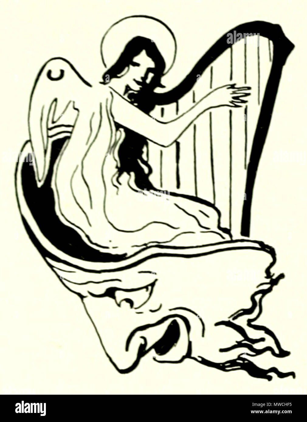 . Anglais : Angel avec harpe . 1897. Fritz Erler 193 Erler Angel avec harpe Banque D'Images