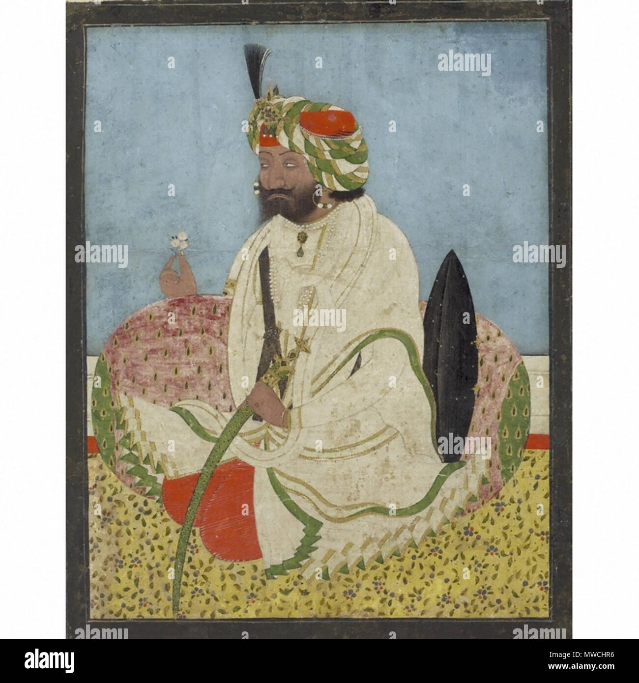 . Maharaja Gulab Singh du Jammu-et-Cachemire Panjab . Anglais : Gulab Singh Portrait de Dogra. . Vers 1846 Gulab Singh 257 Dogra du Cachemire Banque D'Images
