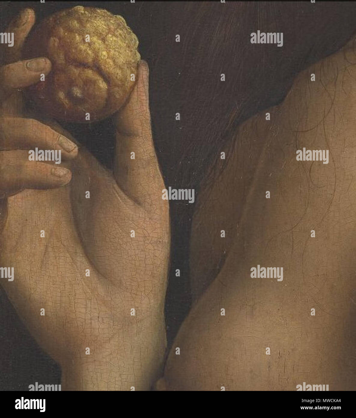 . Détail de l'aube de l'extrême droite de la moitié supérieure de la partie intérieure du retable Ghen. début années 1430. Jan van Eyck 199 Eve Gand van Eyck(A) Banque D'Images