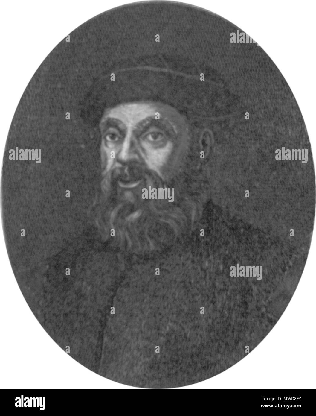 387 Magallanes - reproducción de un la gravure en cobre hecho en 1778 Banque D'Images