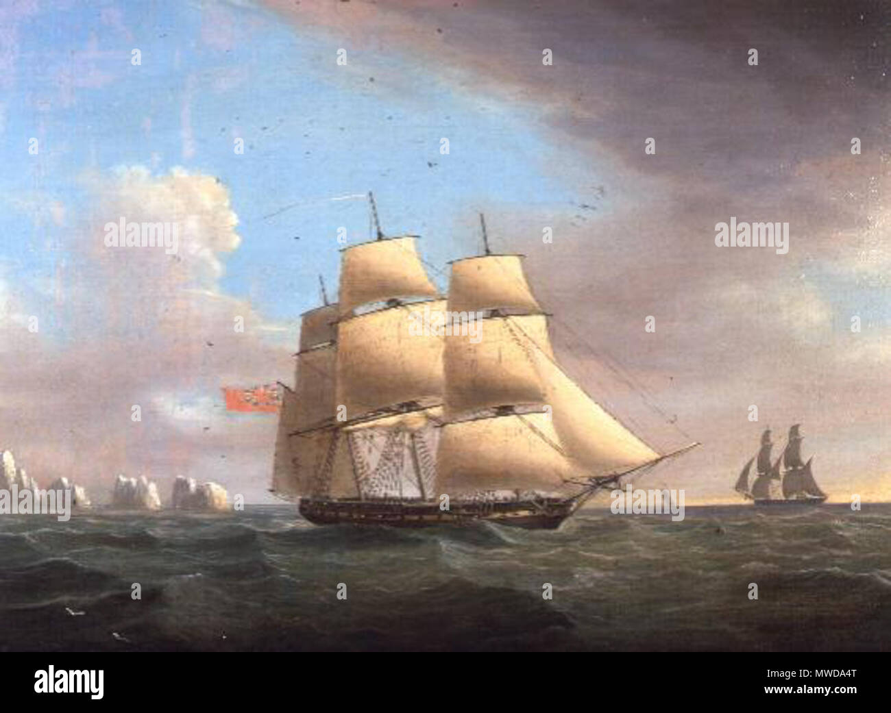 . Anglais : HMS Galatea . Thomas Whitcombe (britannique, né vers 1760-mort vers 1824) 280 HMS Galatea Banque D'Images