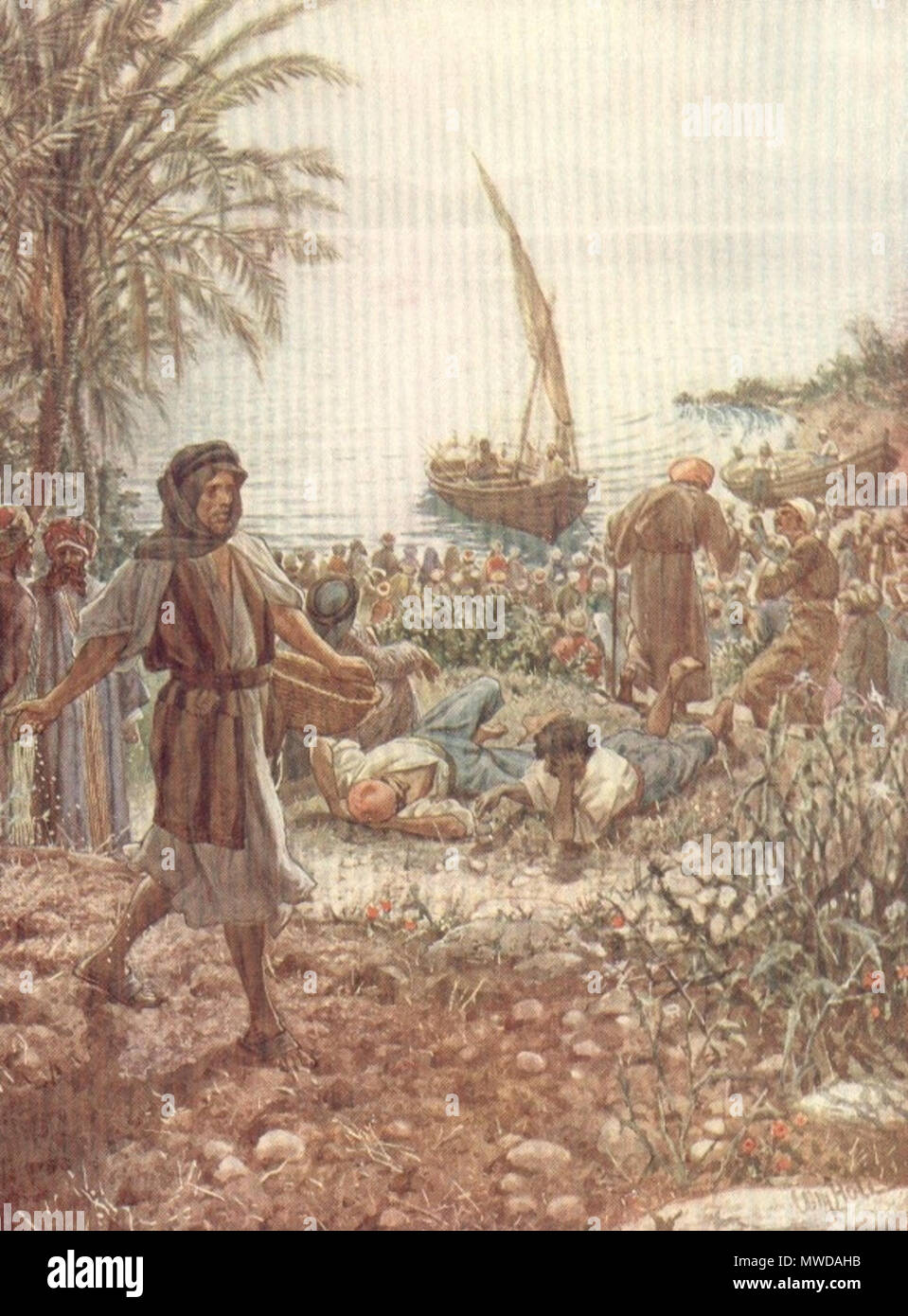 . Nourrir la multitude. Trou, WILLIAM : la vie de Jésus de Nazareth. 80 photos. 1908. Trou Trou William 282 nourrir la multitude Banque D'Images